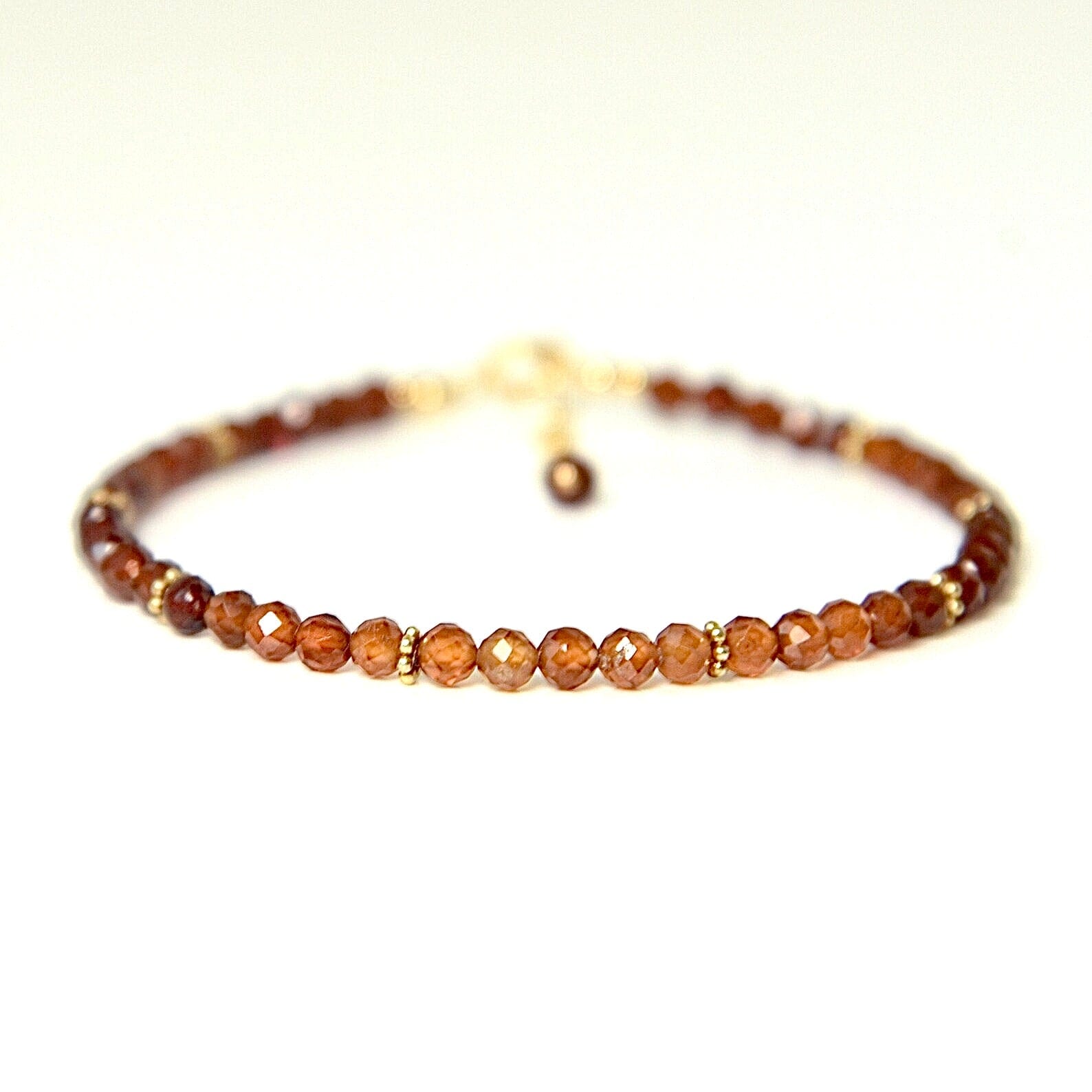 Buy Hessonite Garnet and Sunstone Gemstone Bracelet Gold Filled Crystal  Healing Jewelry Stacking Boho Gift for Woman Online in India - Etsy
