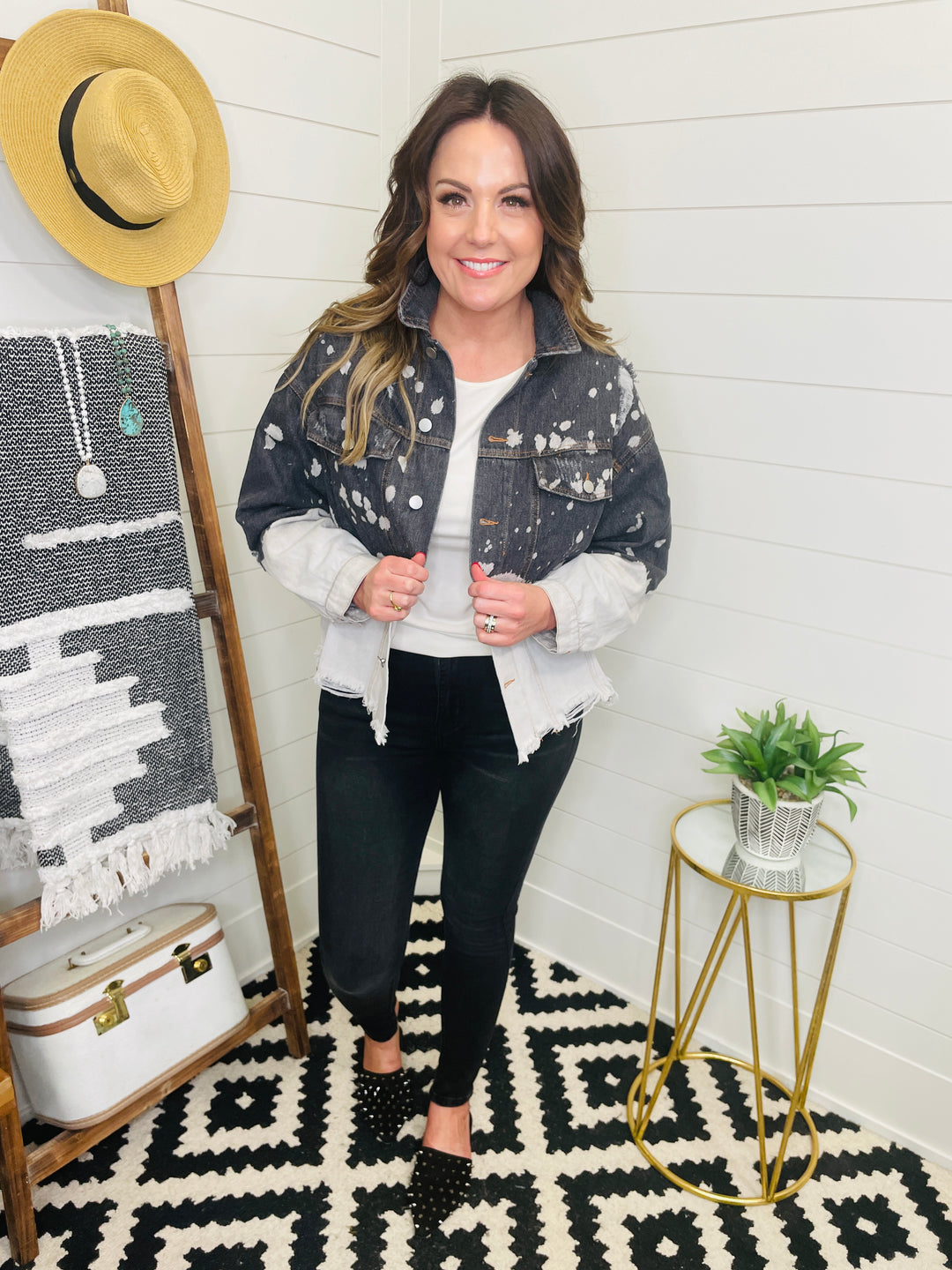 Pearl and Rhinestone Denim Jacket NOW Reg. and PLUS – LoveLindsey