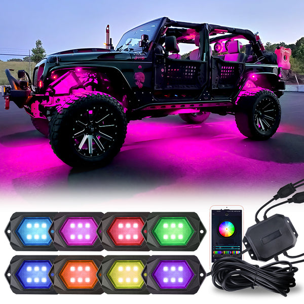 RGBW Rock Lights 8 Pods Multicolor Neon LED Light - Epiccross