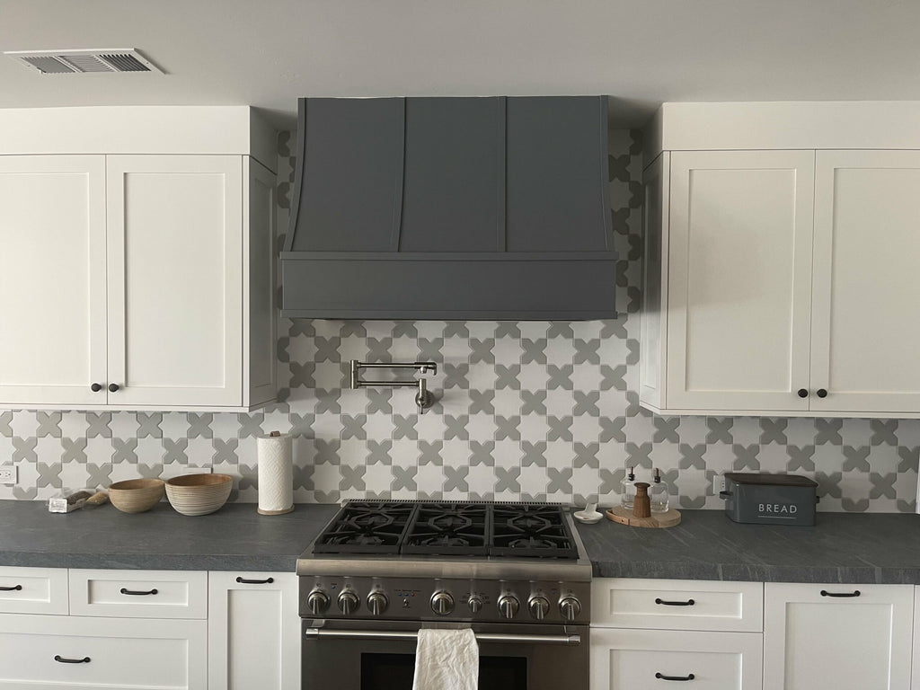 Slopped Black Wood Range Hood