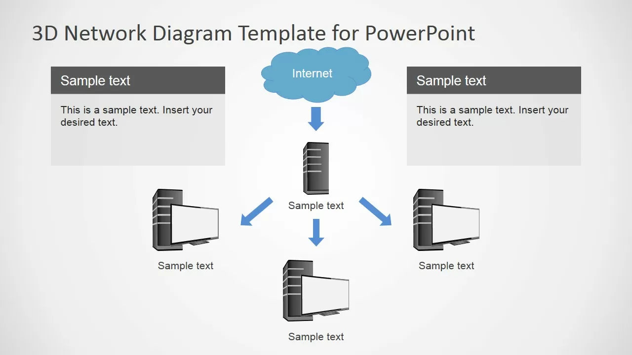 3D Computers Network Diagram for PowerPoint