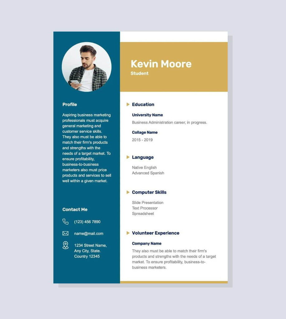 Blue and Yellow Modern Resume Template