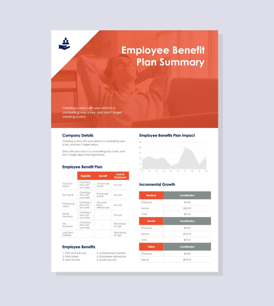 Gray-and-Red-Employee-Benefit-Plan-One-Page-Summary-Document