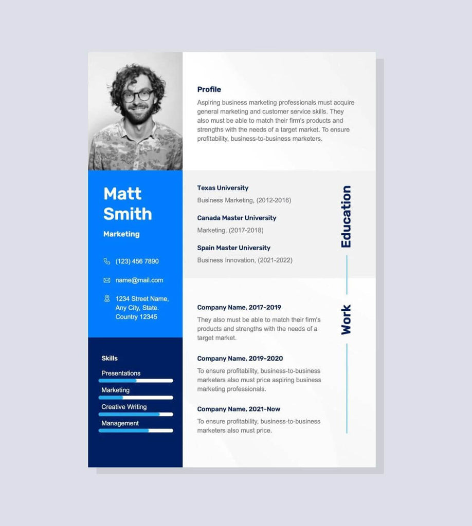 Gray and Blue Formal Resume Template
