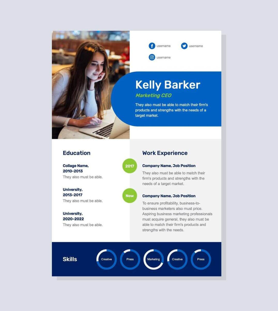 Green and Blue Trending Resume Template
