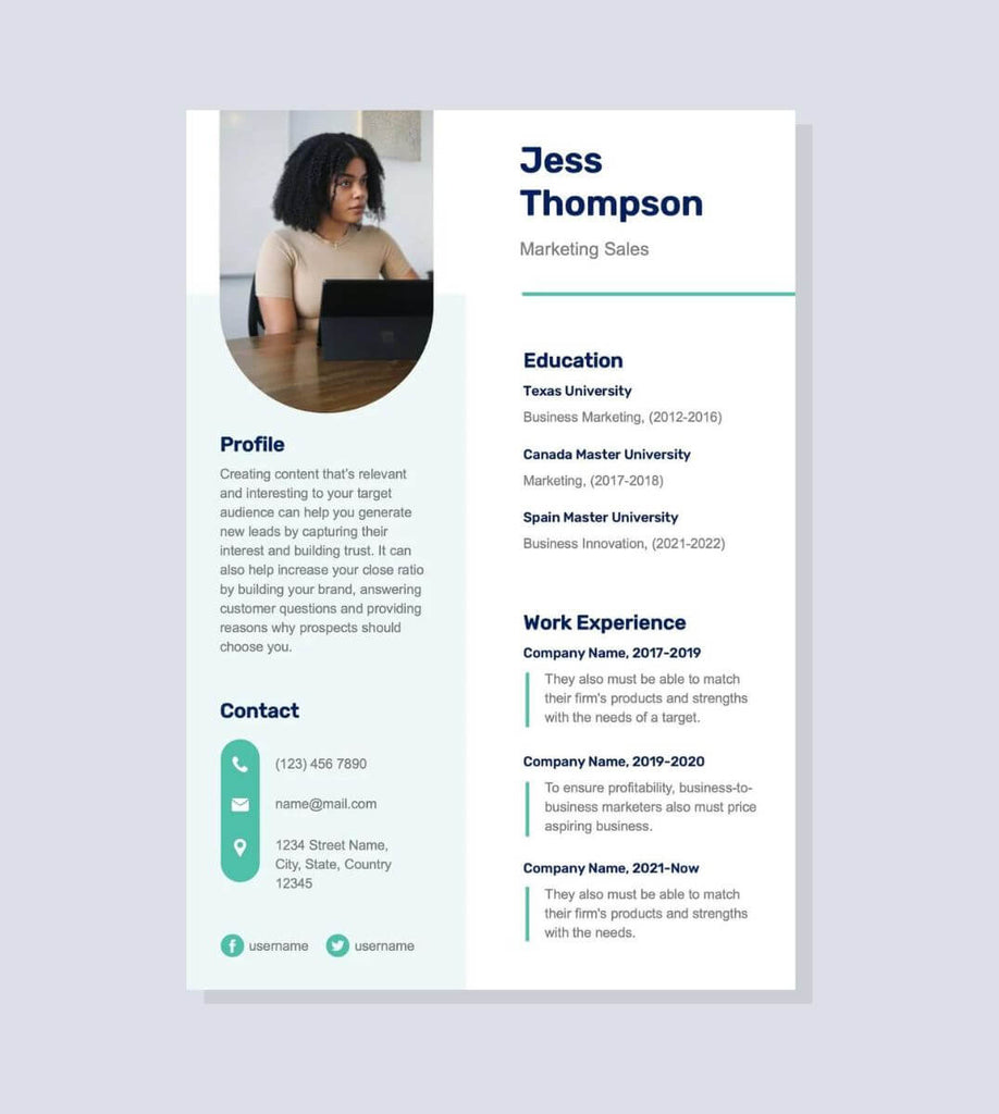 Green and White Professional Resume Template
