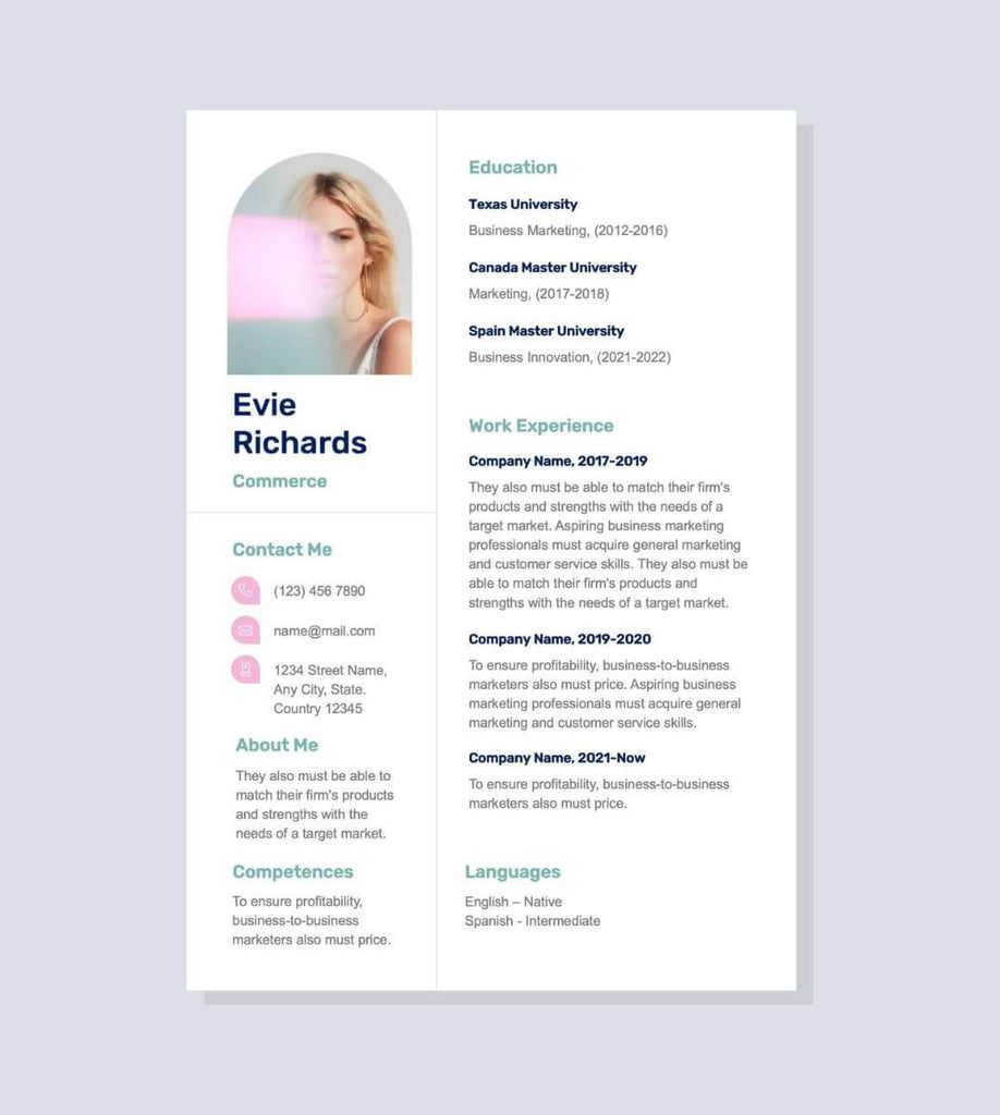 Pink and Green Simple Resume Template