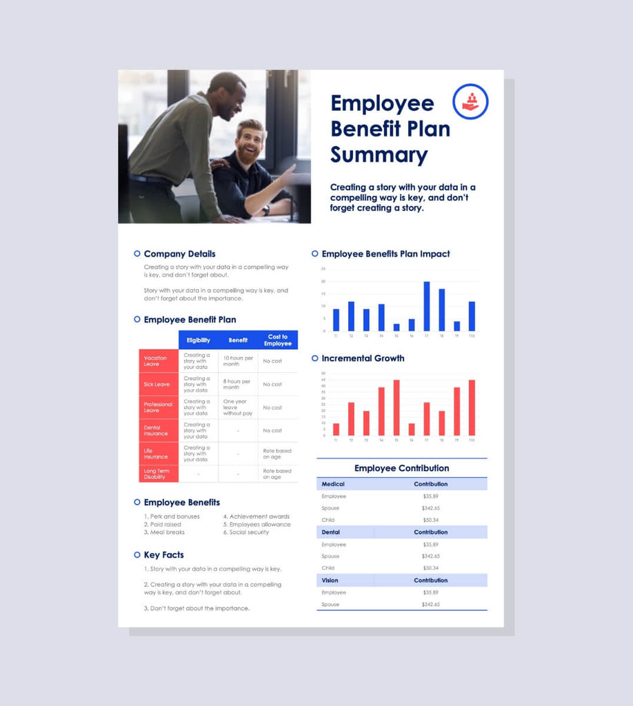 Red-and-Blue-Employee-Benefit-Plan-One-Page-Summary-Document