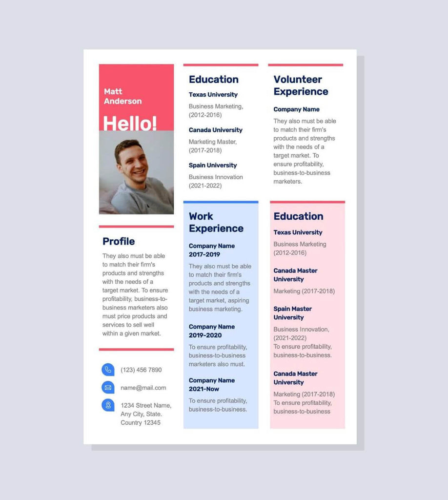 Red and Blue Professional Resume Template