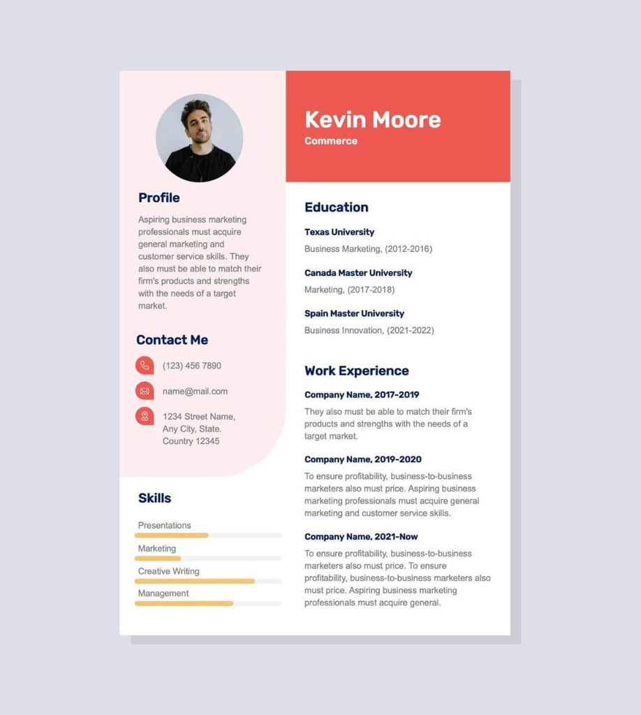 Red and Yellow Professional Resume Template