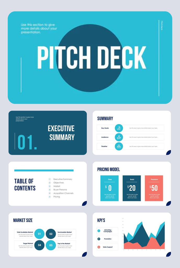 Teal Blue Pitch Deck Template 