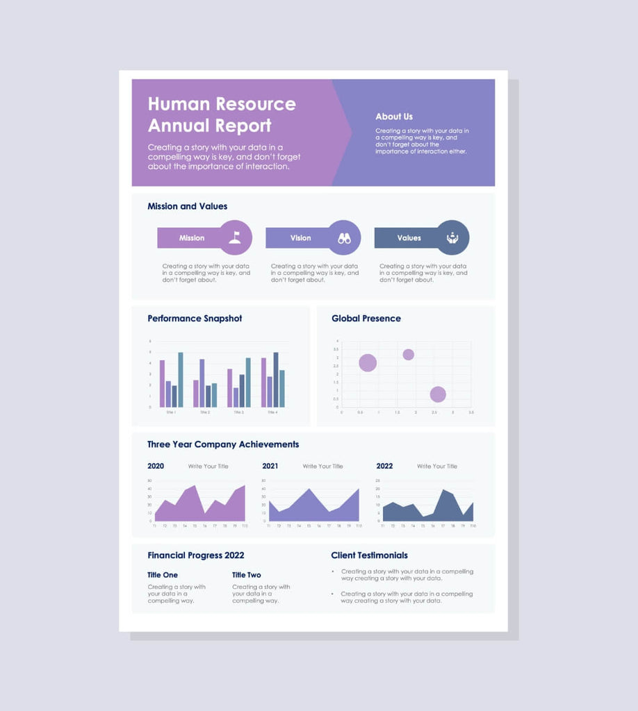 Violet-Human-Resource-Annual-One-Page-Report-Document