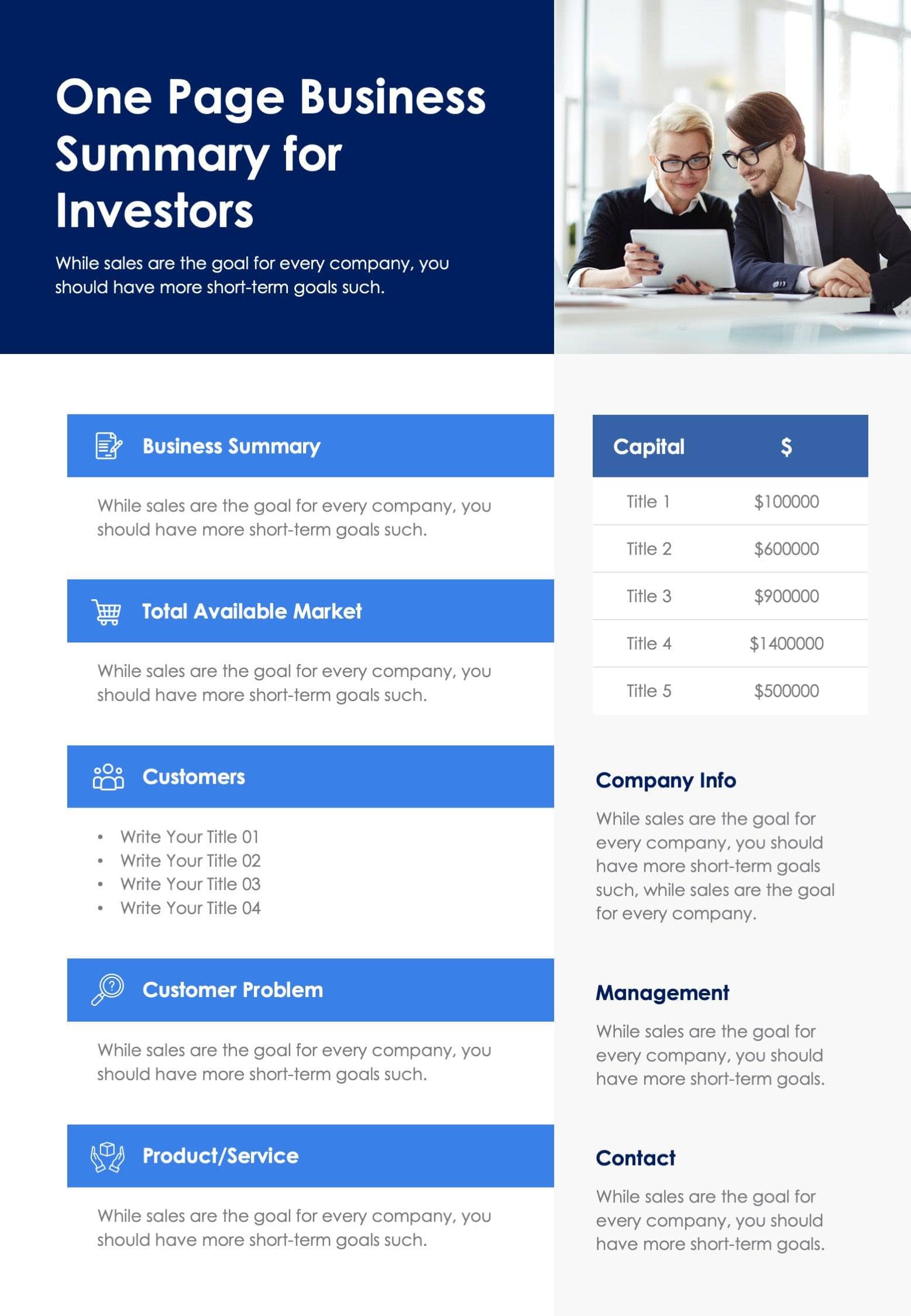 one page business report