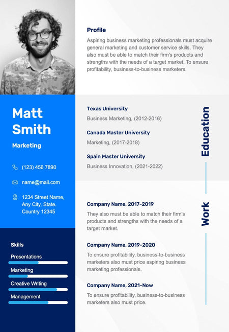 Gray and Blue Formal Resume Template#N#– Infografolio