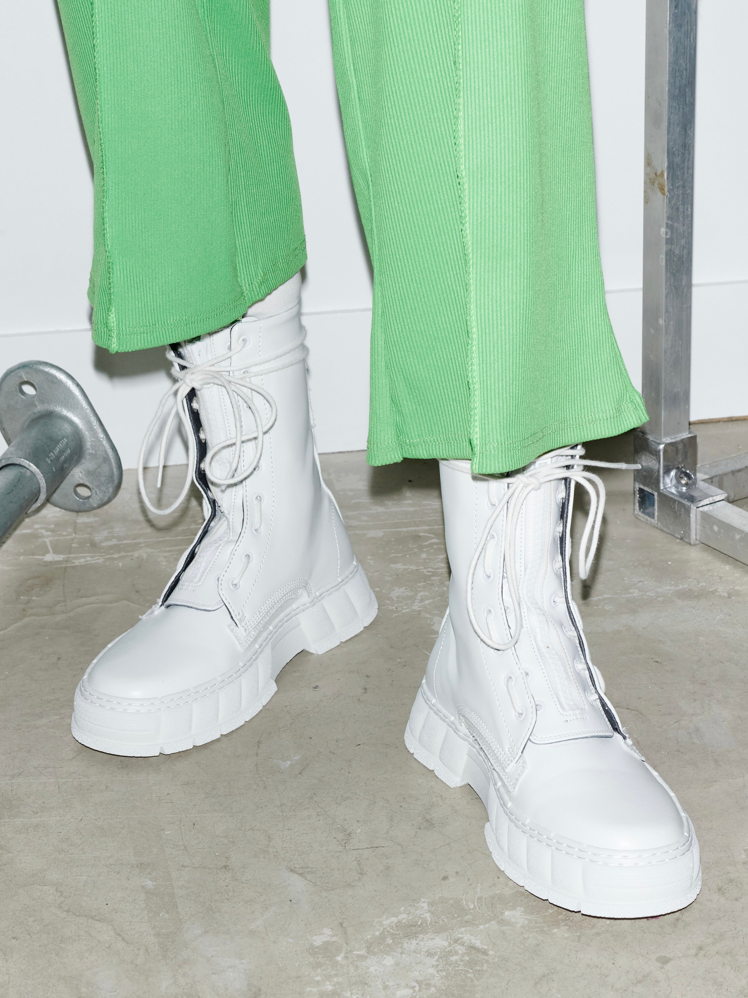 high vegan combat boots from apple leather in white 
