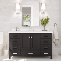 55 Inch Single Sink Bathroom Vanity with white Quartz 