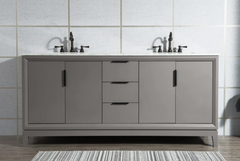 72 Inch Double Sink White Marble Vanity in Grey