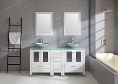 60 Inch Double Sink Vessel Vanity with Mirrors