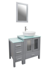 36 Inch Modern Gray Vessel Sink Bathroom Vanity With Mirror