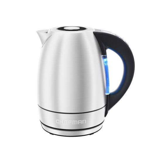 Chefman RJ11-17-TI Electric Glass Kettle with Tea Infuser 1.8 L, Light  Silver