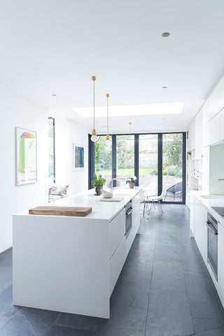Modern, white kitchen extension renovation