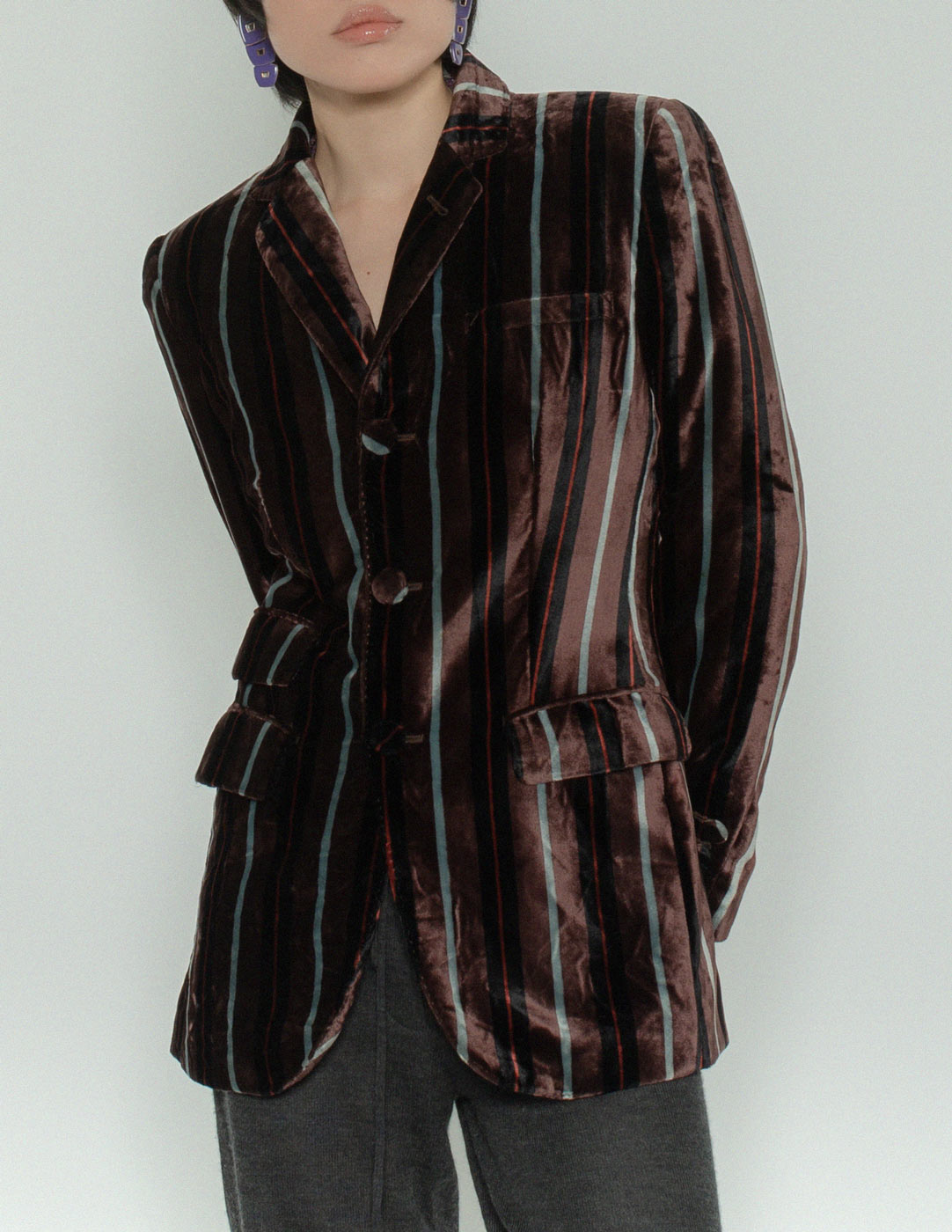 Jean Paul Gaultier vintage striped velvet blazer