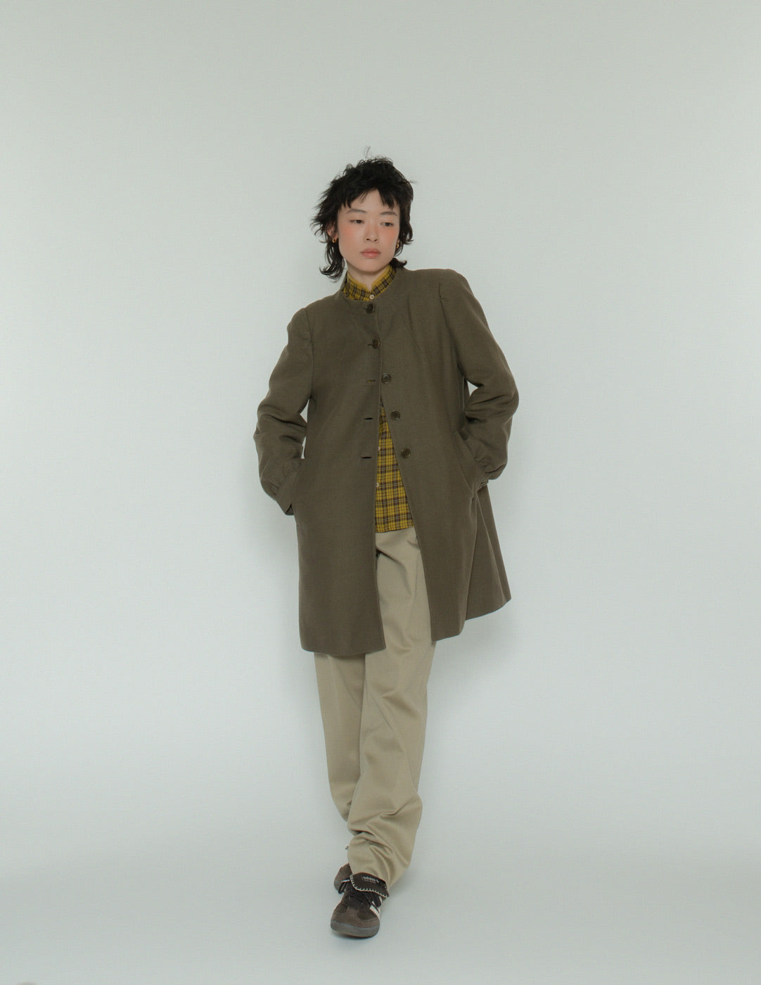 Dries Van Noten olive cotton wool jacket