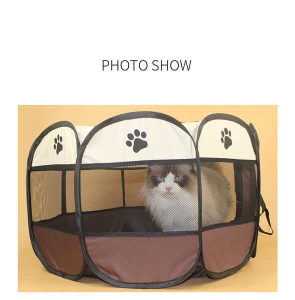 A Cat In A Brown cage