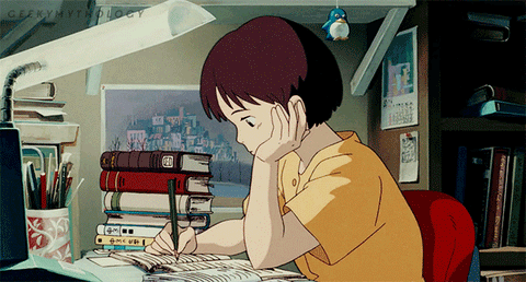 whisper-of-the-heart-90s-anime-aesthetic-screen-cap-gif-girl-doing-homework-and-reading-a-book