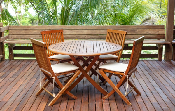 Outdoor patio furniture made out of teak