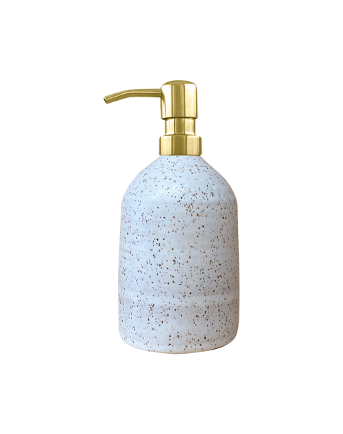 Ceramic Soap Dispenser Earth+Element cream w gold pump