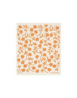 Reusable Swedish Dishcloths Three Birds orange vines