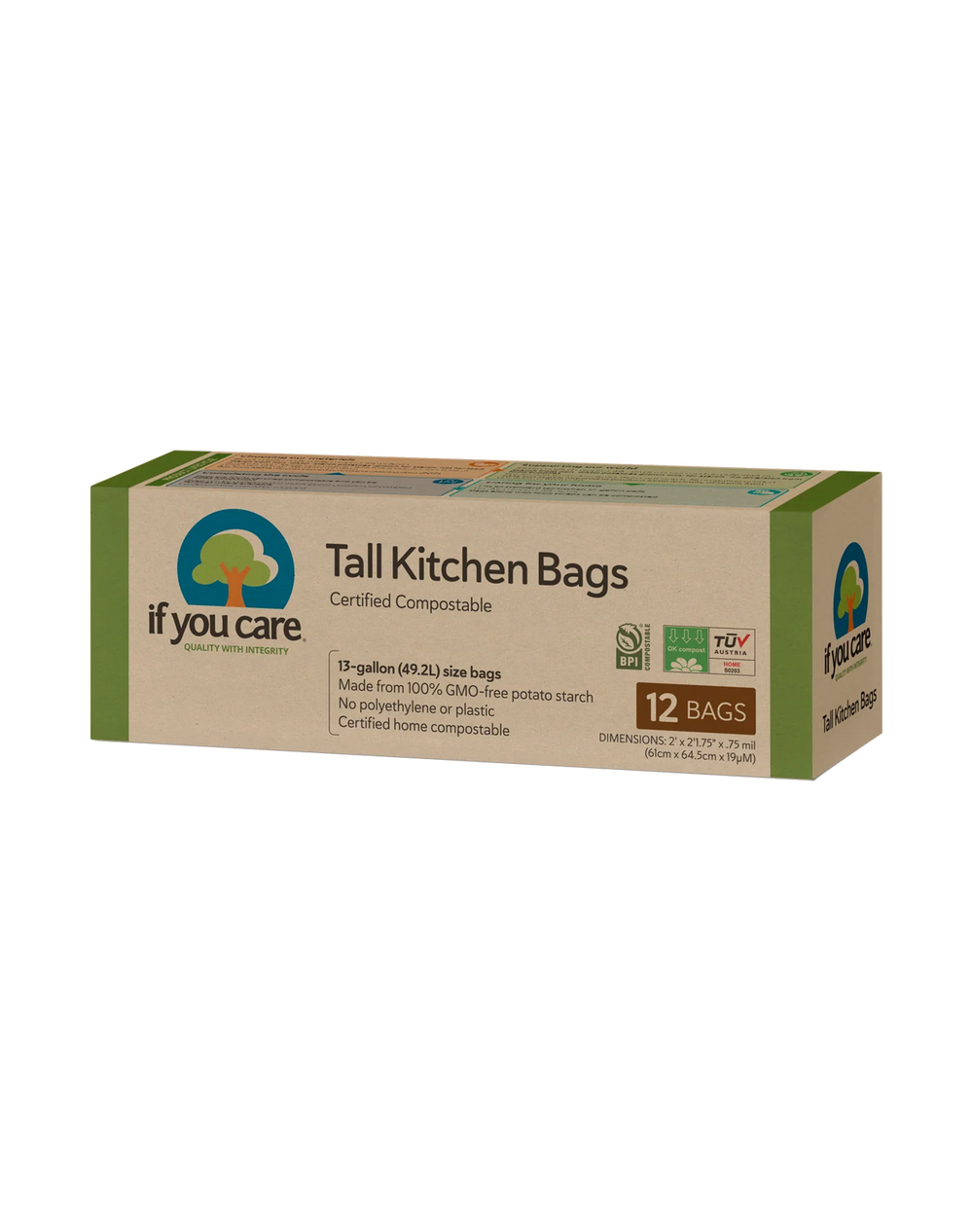 Trash Bags, Compostable, 13 Gallon (Tall) If You Care