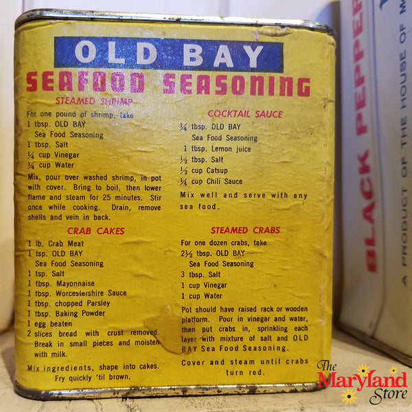 Vintage Paper Label Old Bay Seasoning Can Back Recipes