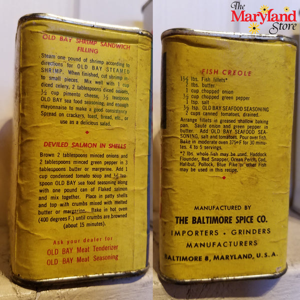 Vintage Paper Label Old Bay Seasoning Can Side Recipes