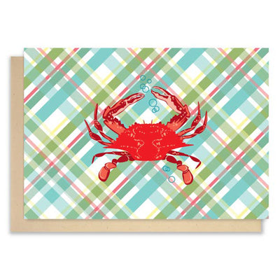 Red Crab Blue Check Note Card – The Maryland Store