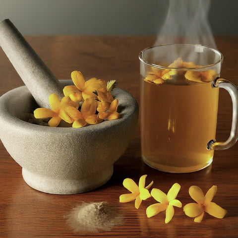 A cup of tea made from klip dagga petals