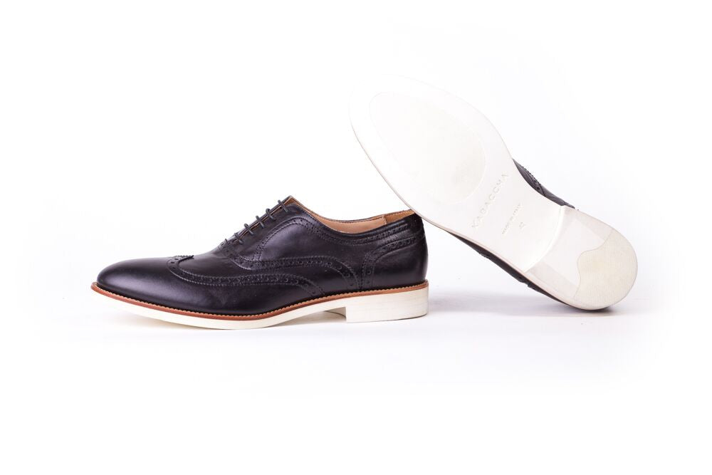 black brogues with white sole