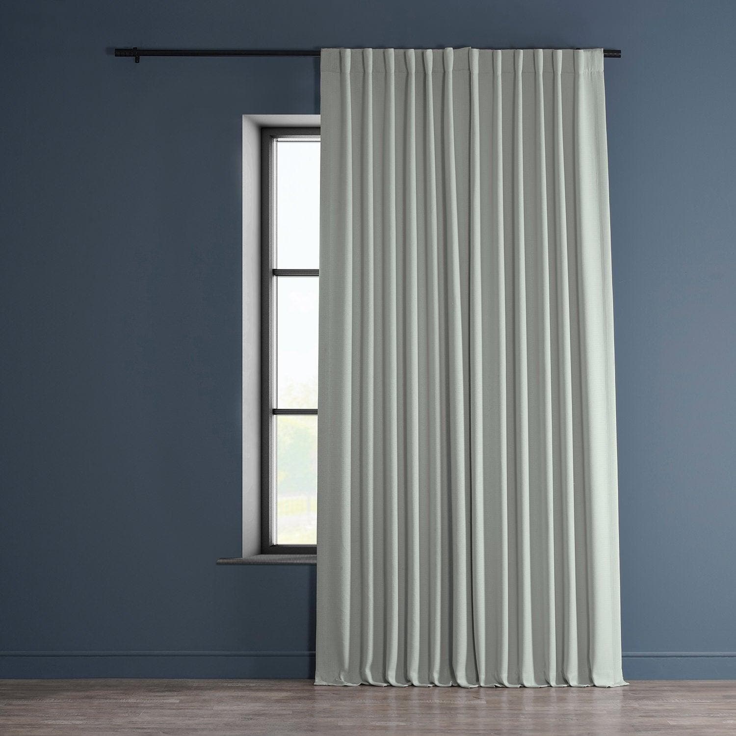 Oyster Extra Wide Textured Faux Linen Room Darkening Curtain