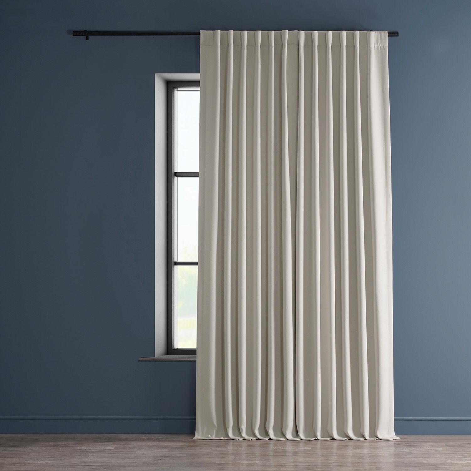 Birch Extra Wide Textured Faux Linen Room Darkening Curtain