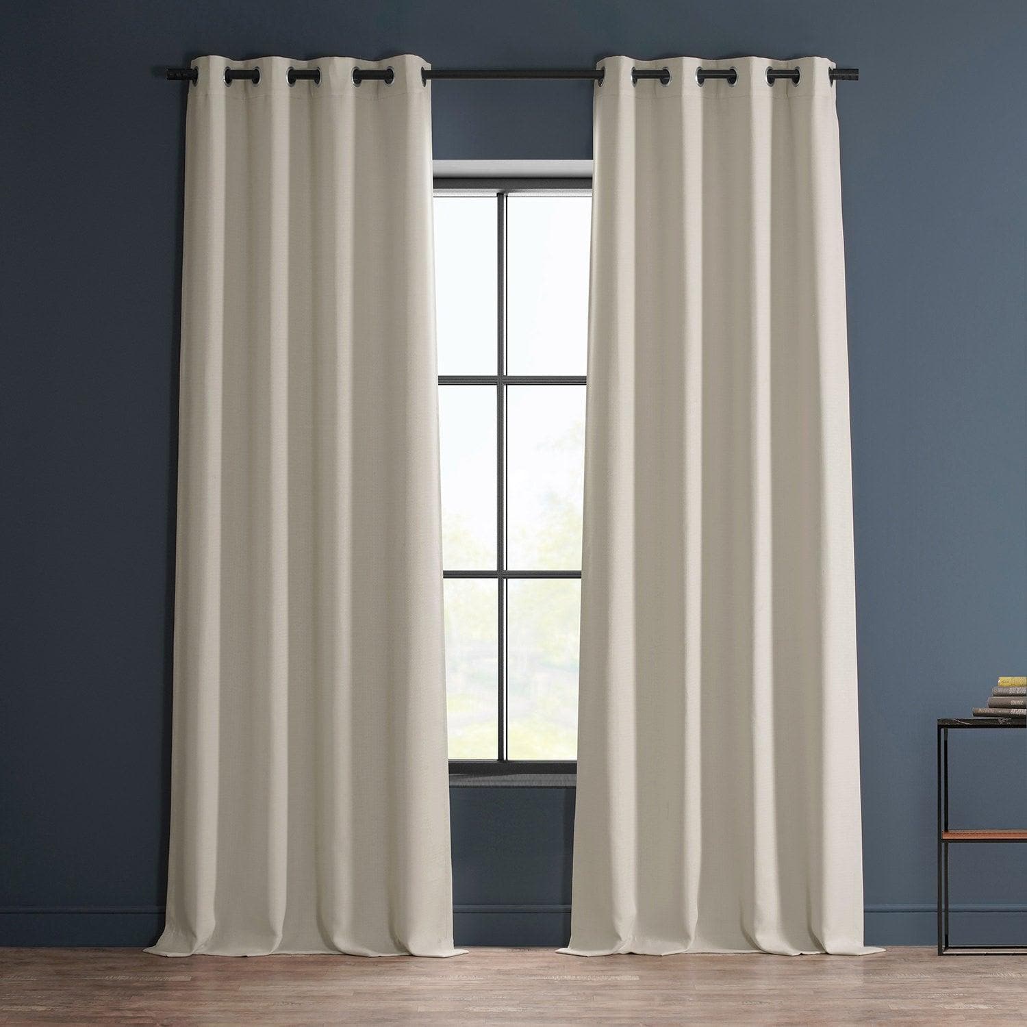 Birch Grommet Textured Faux Linen Room Darkening Curtain