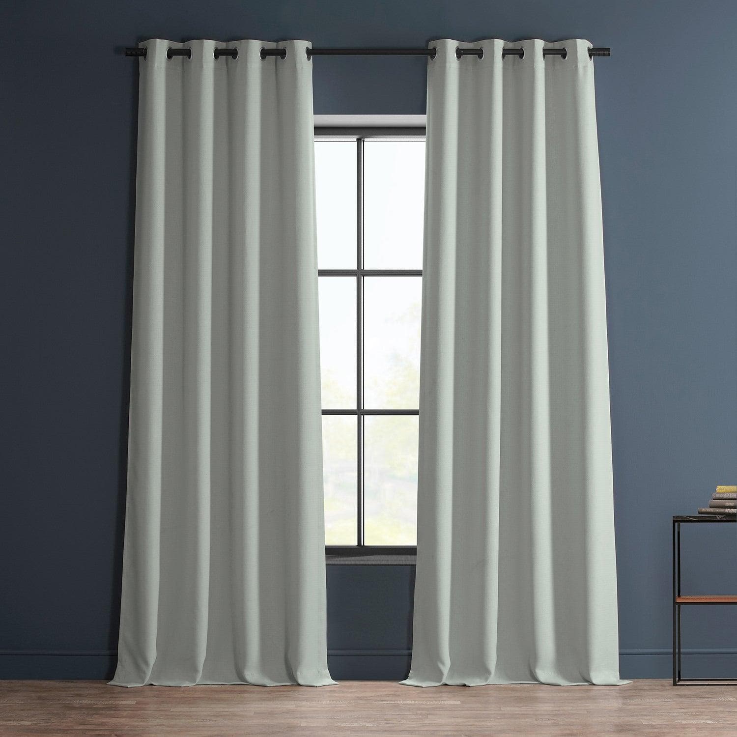Oyster Grommet Textured Faux Linen Room Darkening Curtain