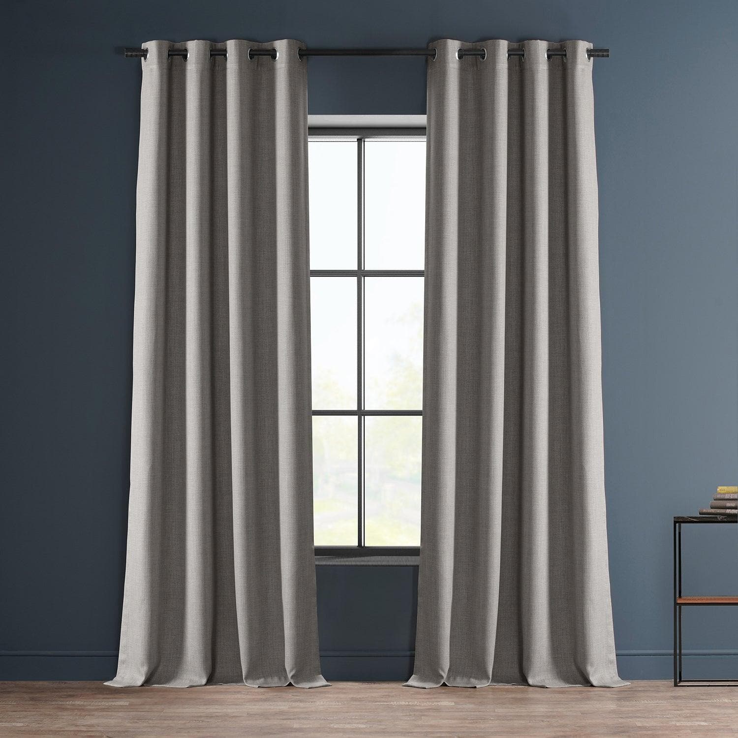 Clay Grommet Textured Faux Linen Room Darkening Curtain