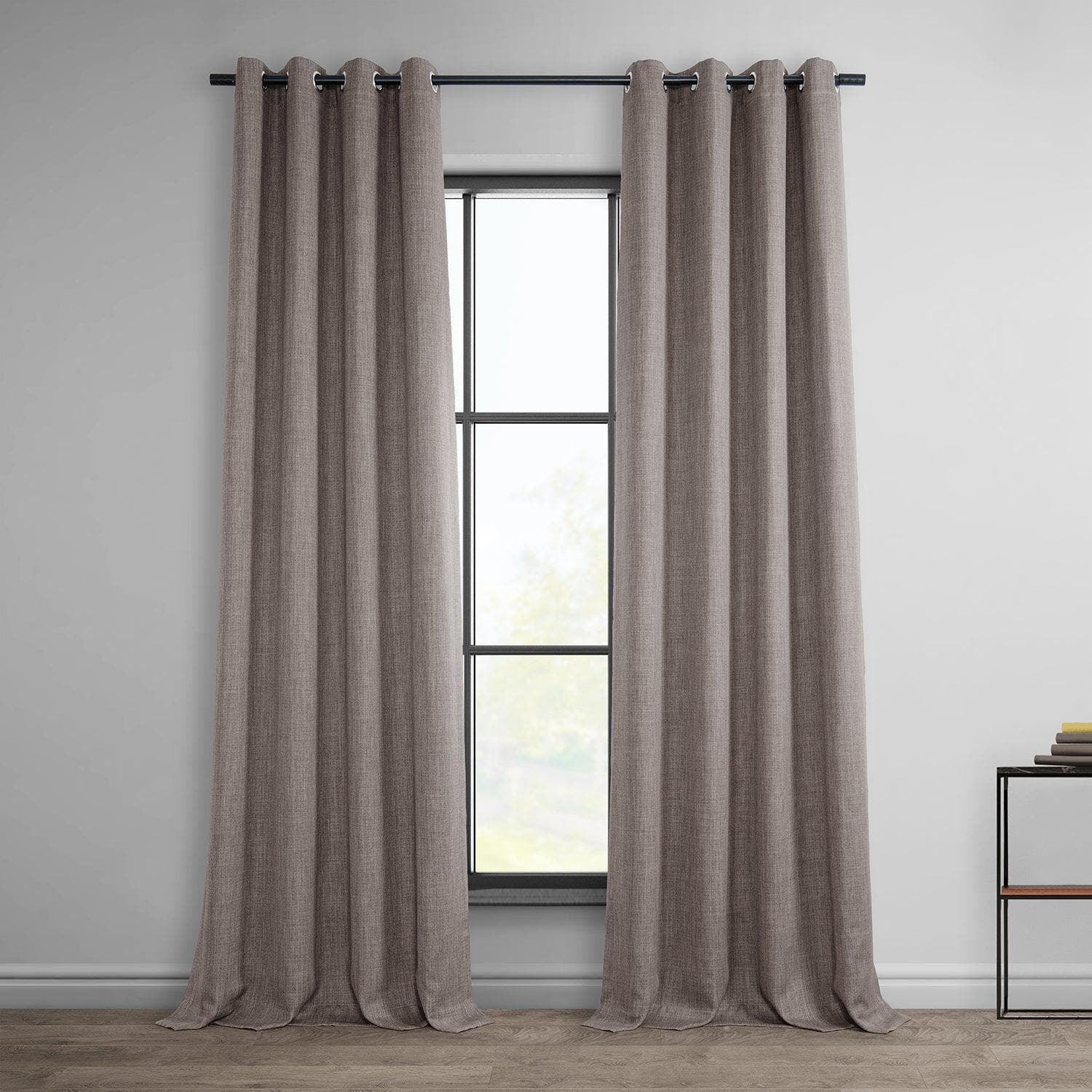 Mink Grommet Textured Faux Linen Room Darkening Curtain