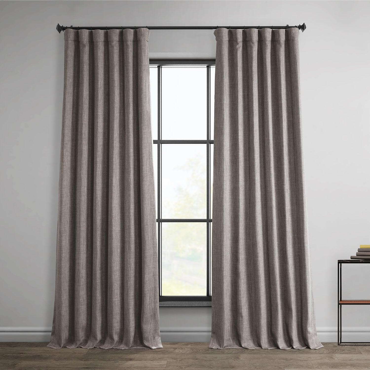 Mink Textured Faux Linen Room Darkening Curtain