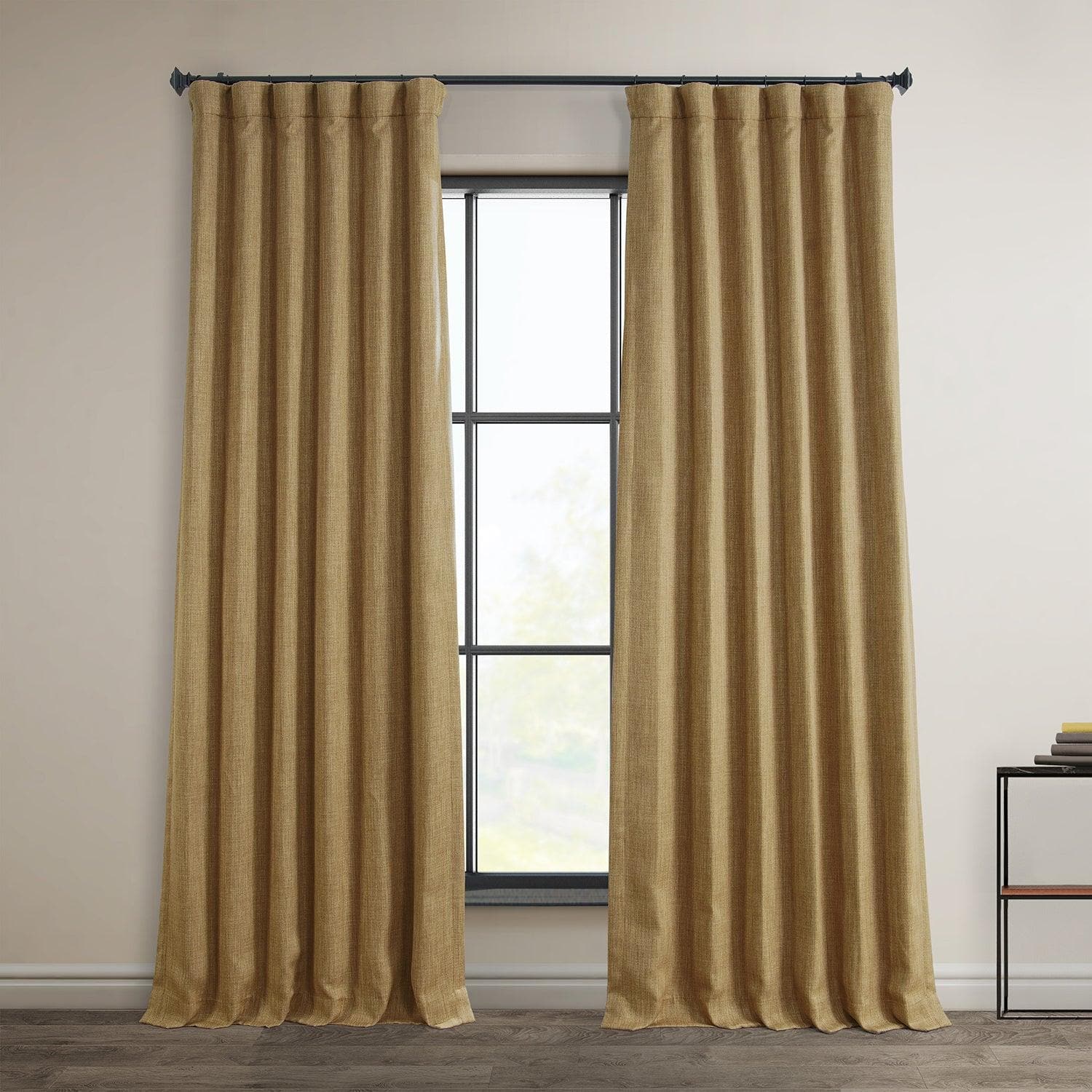Butterscotch Textured Faux Linen Room Darkening Curtain