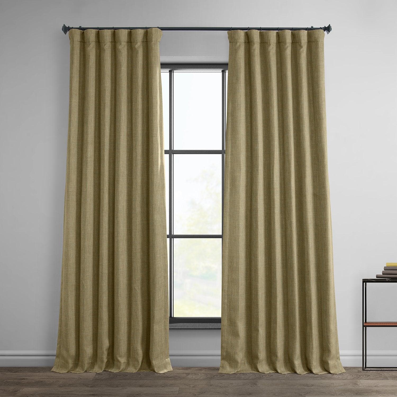 Nomad Tan Textured Faux Linen Room Darkening Curtain