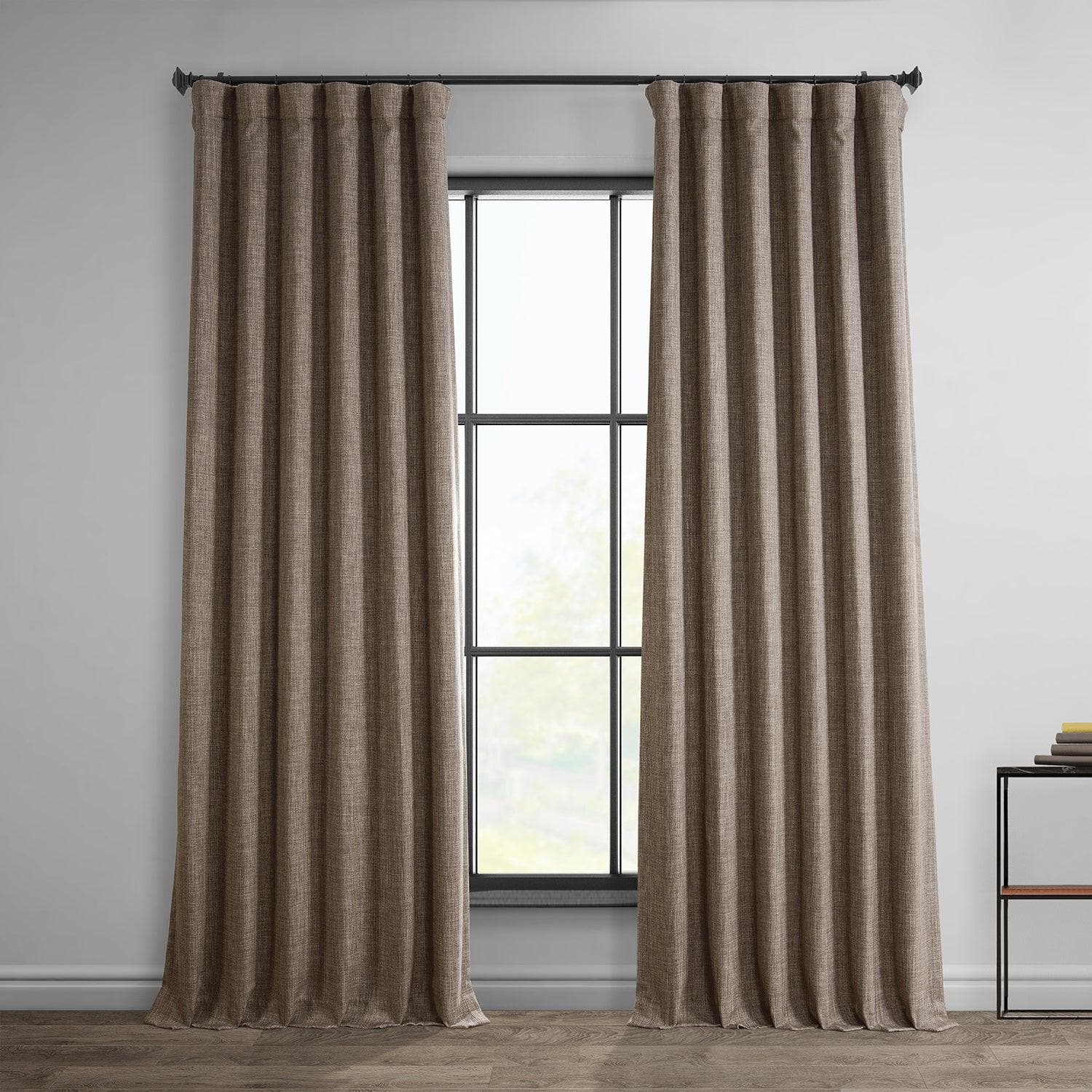 Dutch Cocoa Textured Faux Linen Room Darkening Curtain