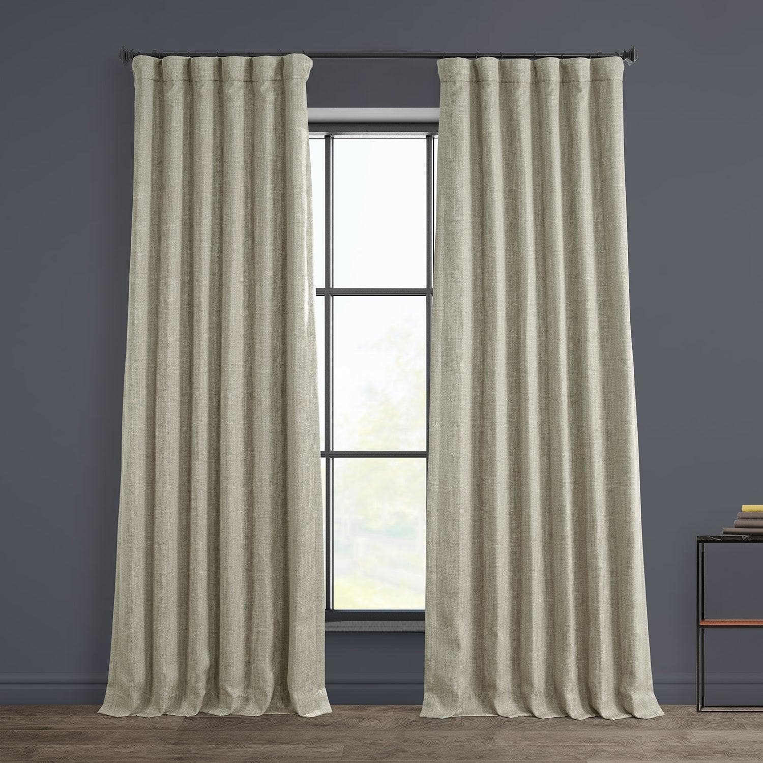 Oatmeal Textured Faux Linen Room Darkening Curtain