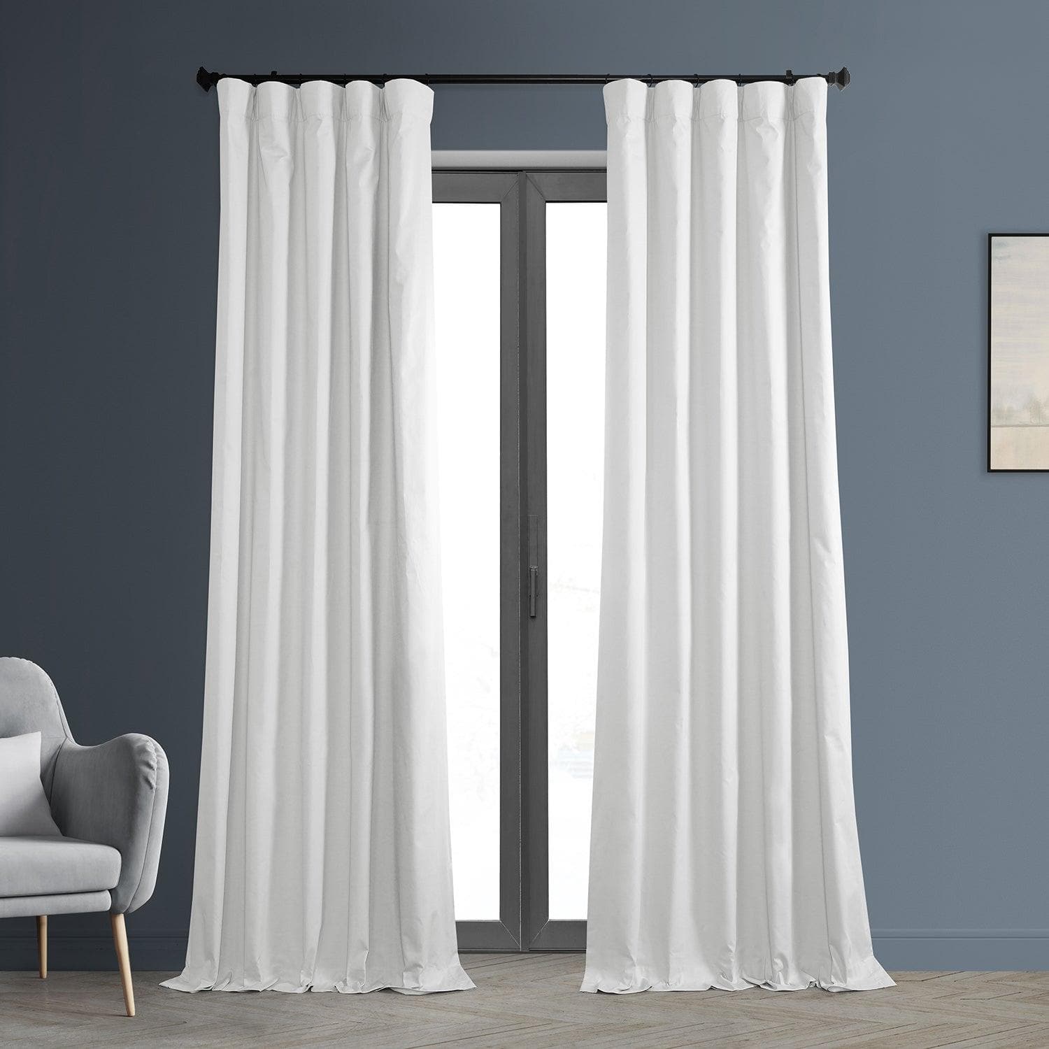 Whisper White Solid Cotton Hotel Blackout Curtain